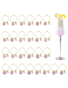 26 Anillos Marcadores para Copas de Vino - Decoración Rosa