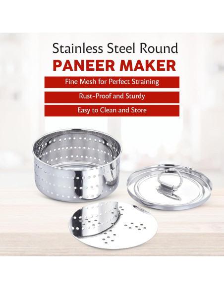Molde Redondo de Acero Inoxidable Voqo 500ml para Paneer y Tofu