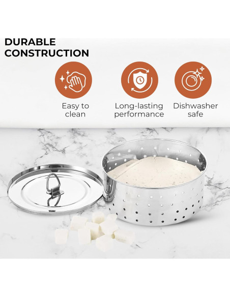 Molde Redondo de Acero Inoxidable Voqo 500ml para Paneer y Tofu