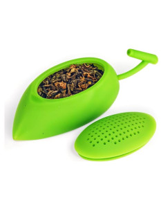 Infusor de Té Bonito de Silicona Verde con Émbolo Reutilizable