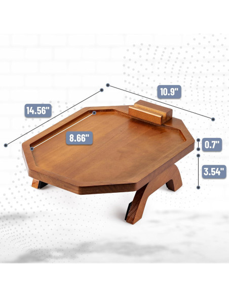 Bandeja para brazo de sofá BAMBOO LAND octagonal madera acacia