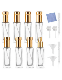 8 Botellas de Spray de Perfume AGENIZ 10ml Vidrio Dorado