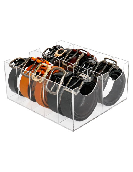 Organizador de Cinturones Cutora 10 Compartimentos Acrílico Transparente