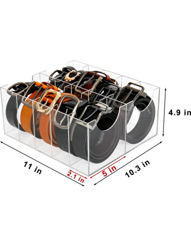 Organizador de Cinturones Cutora 10 Compartimentos Acrílico Transparente