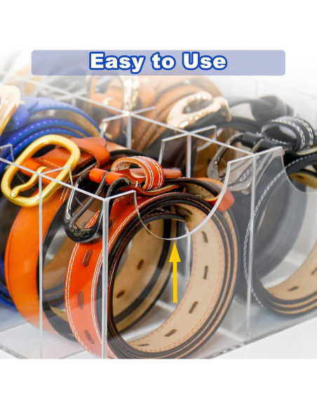 Organizador de Cinturones Cutora 10 Compartimentos Acrílico Transparente