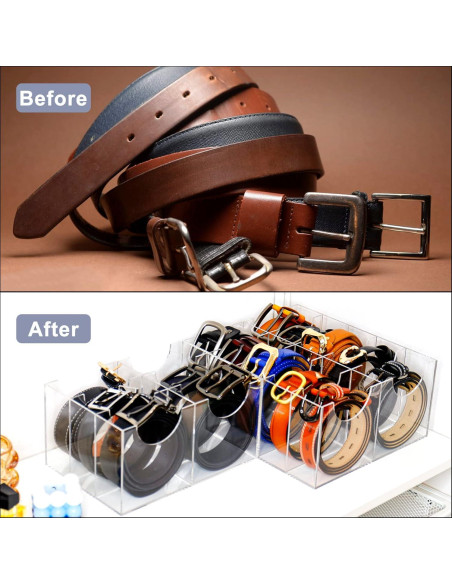 Organizador de Cinturones Cutora 10 Compartimentos Acrílico Transparente