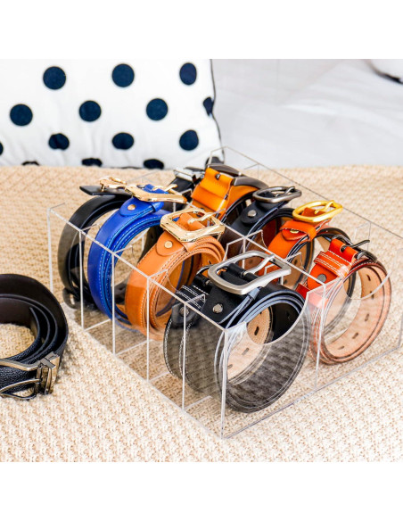 Organizador de Cinturones Cutora 10 Compartimentos Acrílico Transparente