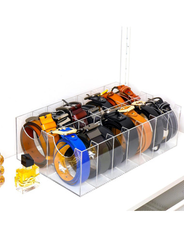 Organizador de Cinturones Cutora 10 Compartimentos Acrílico Transparente
