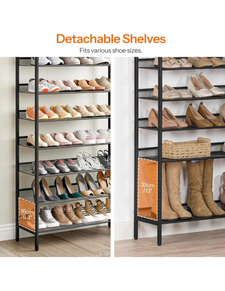 Estante para Zapatos HOOBRO 8 Niveles Marrón Rústico 75 cm