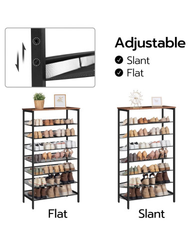 Estante para Zapatos HOOBRO 8 Niveles Marrón Rústico 75 cm