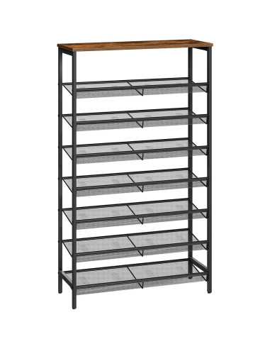 Estante para Zapatos HOOBRO 8 Niveles Marrón Rústico 75 cm