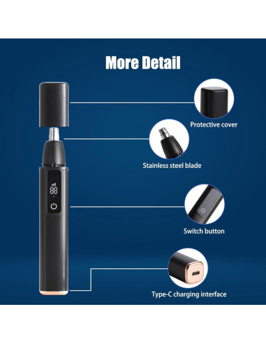 Recortador de Vello Nasal Aocojar Negro 10000RPM Impermeable