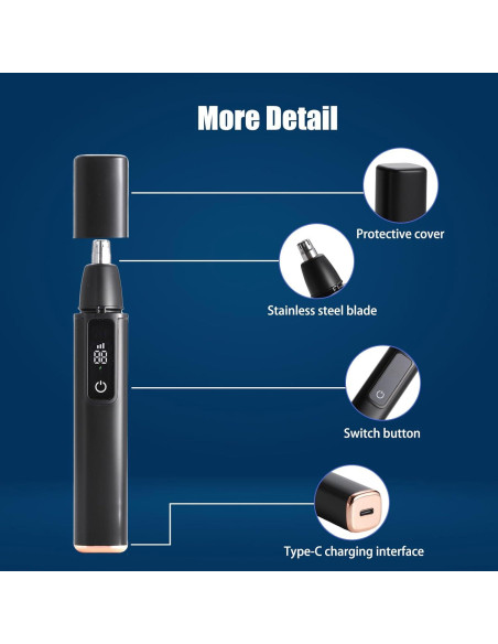 Recortador de Vello Nasal Aocojar Negro 10000RPM Impermeable