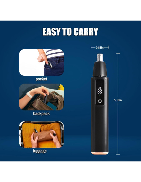 Recortador de Vello Nasal Aocojar Negro 10000RPM Impermeable