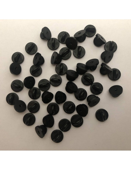 50 Respaldo de Pin de Goma PVC Clutch Mariposa Negro