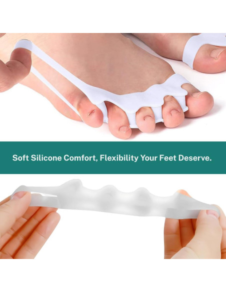 Separadores de Dedos de Silicona ZEYNOA - 6 Pcs Alivio Juanetes