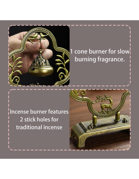 Soporte de Incienso Hikiwin Ciervo Bronce 15.7 cm