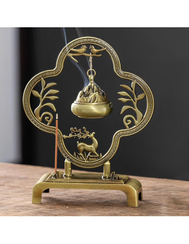 Soporte de Incienso Hikiwin Ciervo Bronce 15.7 cm