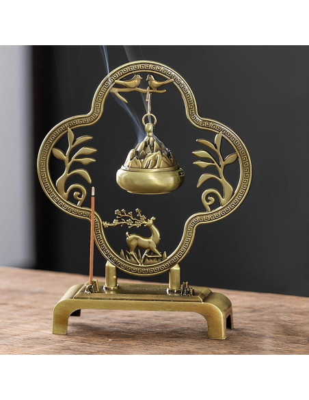 Soporte de Incienso Hikiwin Ciervo Bronce 15.7 cm