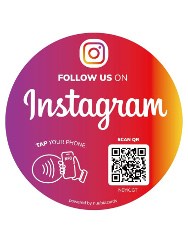 Pegatina NFC y Código QR NUUBIZ 10x10 cm para Redes Sociales