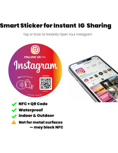 Pegatina NFC y Código QR NUUBIZ 10x10 cm para Redes Sociales 2