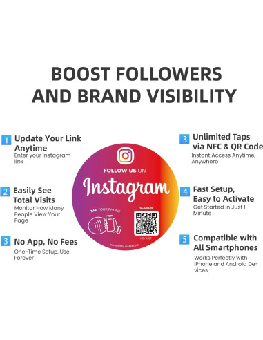 Pegatina NFC y Código QR NUUBIZ 10x10 cm para Redes Sociales