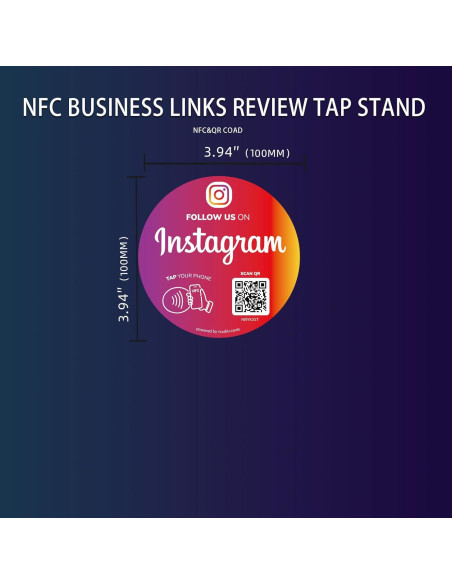 Pegatina NFC y Código QR NUUBIZ 10x10 cm para Redes Sociales