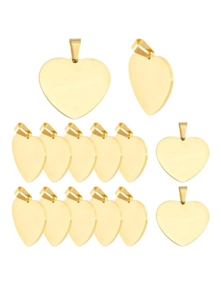 Colgantes de Acero Inoxidable DELORIGIN 25mm Corazón Dorado