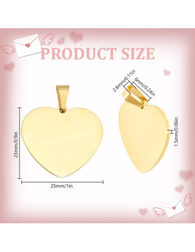 Colgantes de Acero Inoxidable DELORIGIN 25mm Corazón Dorado