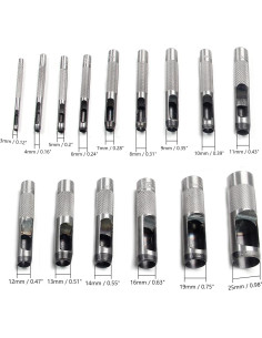 Conjunto de Punch Hueco Utoolmart 15Pcs 3-25mm Acero Carbono 2