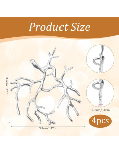 4 Piezas Vacíos de Colgante Rama Bezel BOXOB Plata 3.5cm 2
