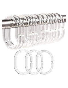 24 Anillos de Cortina de Ducha Resze Plástico Transparente