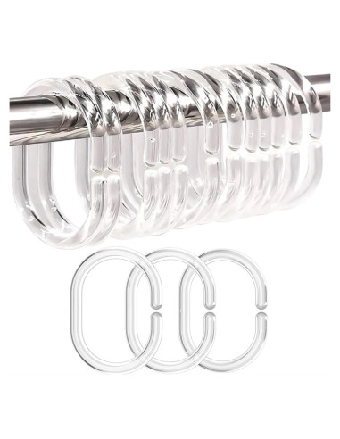 24 Anillos de Cortina de Ducha Resze Plástico Transparente