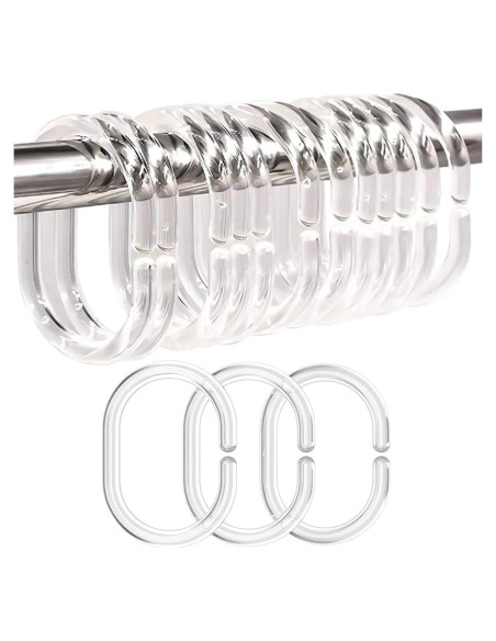 24 Anillos de Cortina de Ducha Resze Plástico Transparente