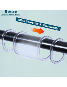 24 Anillos de Cortina de Ducha Resze Plástico Transparente 2