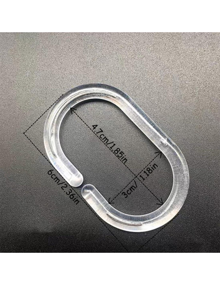 24 Anillos de Cortina de Ducha Resze Plástico Transparente