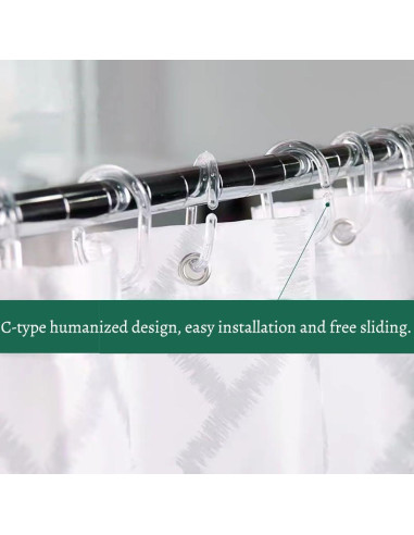 24 Anillos de Cortina de Ducha Resze Plástico Transparente