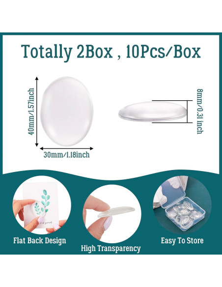 20 Cabochones de Vidrio Ovalados Beadthoven 40x30mm DIY Joyería