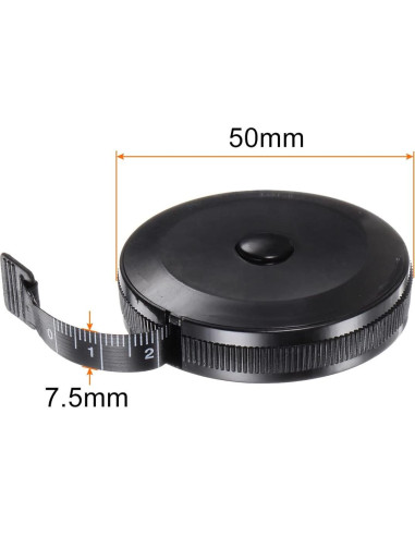 Cinta Métrica Retráctil HARFINGTON 1.5M Doble Cara Negra