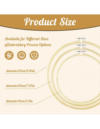 Juego de Aros de Bordado SHENGYIYISHENG 3 Pcs 15-25 cm