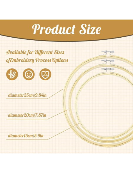 Juego de Aros de Bordado SHENGYIYISHENG 3 Pcs 15-25 cm