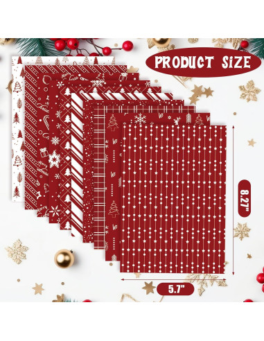 MIAHART Papel Patrón Feliz Navidad 90 Hojas A5 Rojo y Blanco