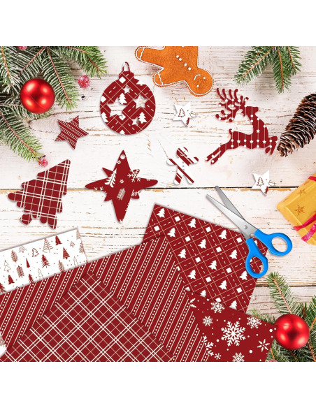 MIAHART Papel Patrón Feliz Navidad 90 Hojas A5 Rojo y Blanco