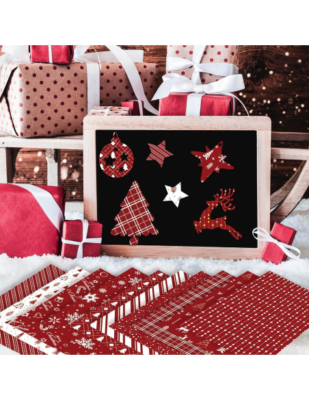 MIAHART Papel Patrón Feliz Navidad 90 Hojas A5 Rojo y Blanco