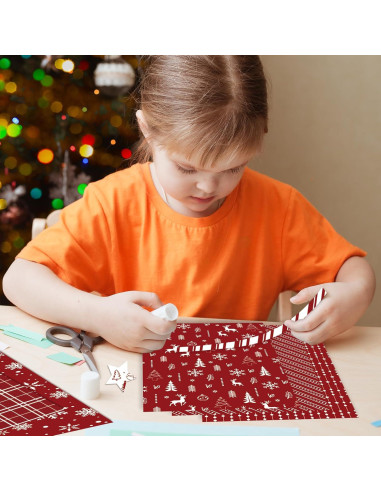 MIAHART Papel Patrón Feliz Navidad 90 Hojas A5 Rojo y Blanco