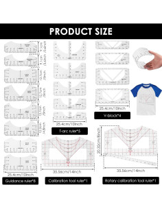 19 Piezas Regla para Camisetas LYIYEYAN - Medición Precisa 2