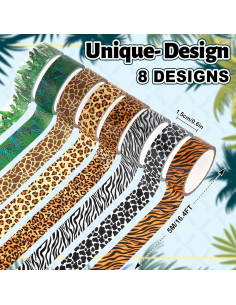 Cinta Washi Decorativa Whaline 8 Rollos Animales Safari 1.52 cm 2