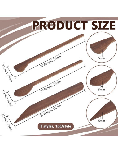 Herramientas de Modelado de Arcilla de Madera BENECREAT - 3 Piezas