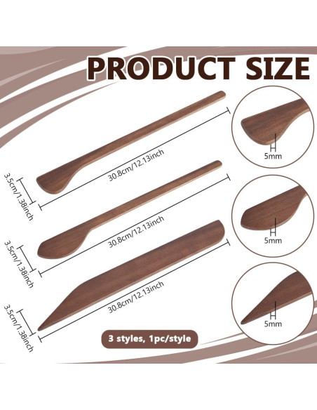 Herramientas de Modelado de Arcilla de Madera BENECREAT - 3 Piezas