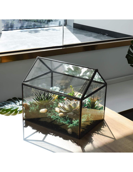 Terrario de Vidrio Grande YIMORENCE 31.1x23.2x27.7cm para Suculentas